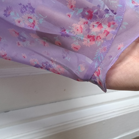 90s Vintage Purple Slip - Sheer floral slip - Size Small - Picture 2 of 6